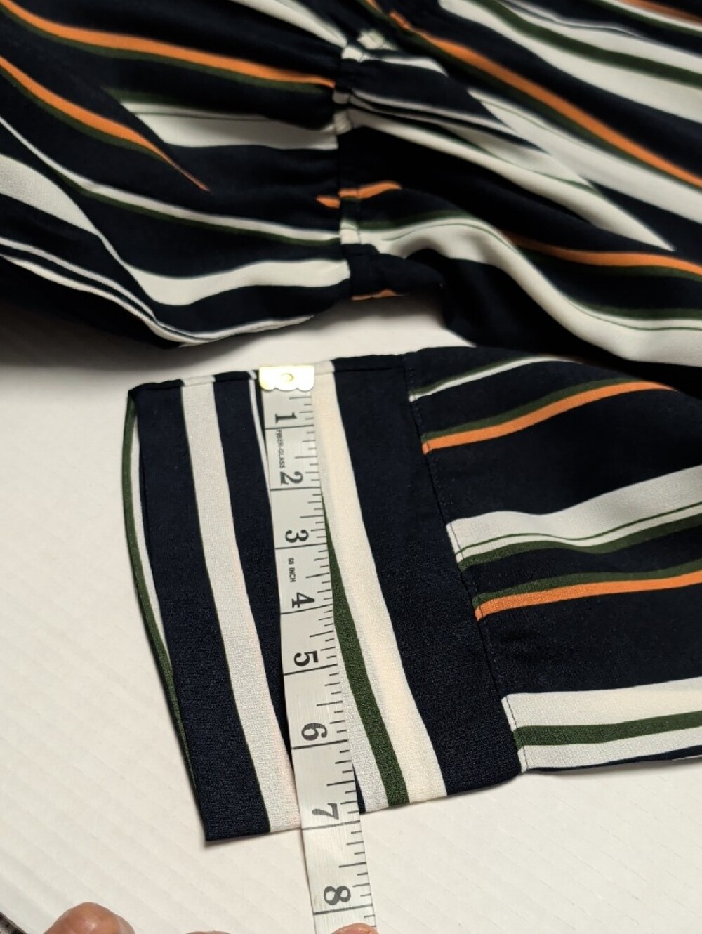 Striped V-Neck Long Sleeve Maxi Dress in Black, White & Tan - Picture 9 of 10